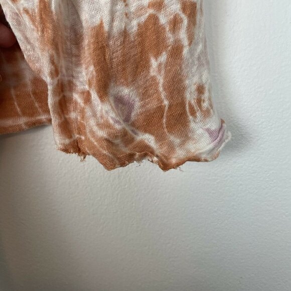 Young Fabulous Broke Tie Dye Shirt Orange Purple 100% Linen Size Small - Picture 2 of 5